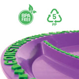 Eazy Kids Gardening Design Plate with Spoon, Fork & Pusher - Purple