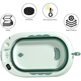 Eazy Kids Temperature Controlled Foldable Bathtub With Wash Rinse Mug - Green