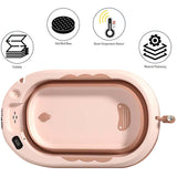 Eazy Kids Temperature Controlled Foldable Bathtub With Wash Rinse Mug - Orange