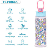 Eazy Kids Gen Z Skater Lunch Box, Tritan Water Bottle with Flip Lid 750ml And Snack Box - Blue