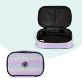 Eazy Kids Good Vibes 17Inch School Bag With 4 Wheel Trolley, Lunch Bag and Pencil Case Set - Silver (Set of 4)