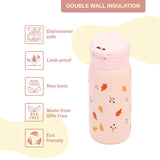 Eazy Kids Double Wall Insulated School Water Bottle 350ml - Pink