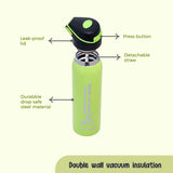 Eazy Kids Double Wall Insulated School Water Bottle 500ml - Green