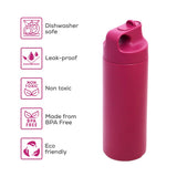 Eazy Kids Double Wall Insulated Sports Water Bottle 550ml - Pink