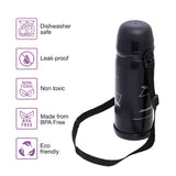 Eazy Kids Double Wall Insulated School Water Bottle 800ml - Black