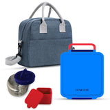 Eazy Kids Jumbo Bento Lunch Box set with Lunch Bag - Blue