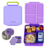 Eazy Kids Jumbo Bento Lunch Box set with Lunch Bag - Purple
