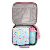 Eazy Kids Flamingo Jumbo Bento Lunch Box With Steel Water Bottle, Spoon & Fork Set, And Insulated Lunch Bag - Pink