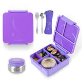 Eazy Kids Jumbo Bento Lunch Box Set With Steel Food Jar, Ice Pack & Insulated Lunch Bag – Purple