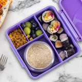 Eazy Kids Jumbo Bento Lunch Box Set With Steel Food Jar, Ice Pack & Insulated Lunch Bag – Purple