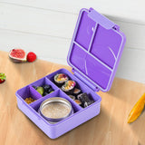 Eazy Kids Jumbo Bento Lunch Box Set With Steel Food Jar, Ice Pack & Insulated Lunch Bag – Purple