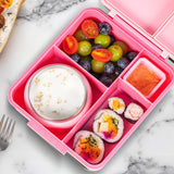 Eazy Kids Jumbo Bento Lunch Box With Thermos & Dip Jar- Pink