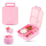 Eazy Kids Jumbo Bento Lunch Box With Thermos & Dip Jar- Pink