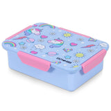 Eazy Kids Unicorn Lunch Box, Tritan Water Bottle With 2in1 Drinking Flip Lid and Sipper - Blue