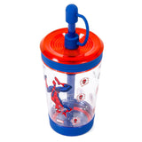 Eazy Kids Marvel Beyond Amazing Spiderman Tritan Sipper Tumbler Water Bottle with Straw and Leash Lid 480ml - Blue