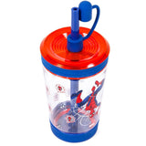 Eazy Kids Marvel Beyond Amazing Spiderman Tritan Sipper Tumbler Water Bottle with Straw and Leash Lid 480ml - Blue