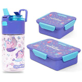 Eazy Kids Mermaid Lunch Box and Tritan Water Bottle 450ml - Purple