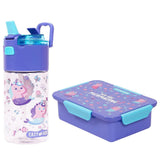 Eazy Kids Mermaid Lunch Box and Tritan Water Bottle 450ml - Purple