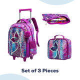Eazy Kids Mermaid School Bag - Glitter Purple (Set of 4)