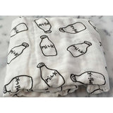 Eazy Kidds Muslin Swaddle and Bib Set – XL Size - Milk Bottle