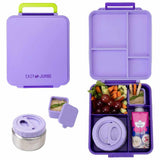 Eazy Kids Jumbo Bento Lunch Box With Thermos & Sauce Jar- Grey
