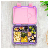 Eazy Kids Butterfly 6/4 Convertible Bento Lunch Box With Steel Spoon & Fork Set And Alphabets Sticker - Purple