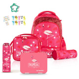 Eazy Kids Tropical School Bag Combo Set - Pink (Set of 5)