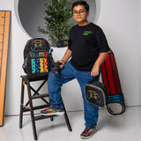 Eazy Kids 17Inch School Bag With Water Bottle, Lunch Box, Lunch Bag, Activity Bag and Pencil Case & BT Headset Gen Z Gamer - Black