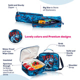 Eazy Kids TREX Trolley School Bag Combo Set - Blue (Set of 4)