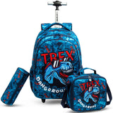 Eazy Kids TREX School Trolley Bag Combo Set - Blue (Set of 4)