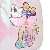 Eazy Kids Sequin School Backpack 11Inch- Cat Pink