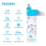 Eazy Kids Shark Tritan Water Bottle with Snack Box 450ml - Blue