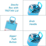 Eazy Kids Shark Tritan Water Bottle with Snack Box 450ml - Blue