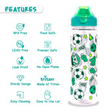 Eazy Kids Soccer Tritan Water Bottle With Flip lid and Sipper 650ml - Green
