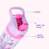 Eazy Kids Mermaid Tritan Water Bottle with Spray 420ml - Pink