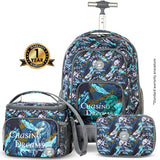 Eazy Kids T-Rex 18Inch Trolley Backpack With Lunch Bag And Pencil Case (Set of 3)