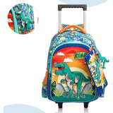 Eazy Kids Dinosaur 16Inch Trolley School Bag, Lunch Bag And Pencil Case - Orange (Set of 3)
