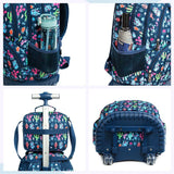 Eazy Kids Cacti 18Inch Trolley School Bag, Lunch Bag & Pencil Case - Blue (Set of 3)