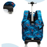 Eazy Kids Trex Dinosaur 18Inch Trolley School Bag, Lunch Bag & Pencil Case - Blue (Set of 3)