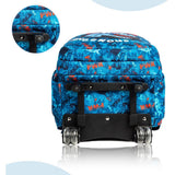 Eazy Kids Trex Dinosaur 18Inch Trolley School Bag, Lunch Bag & Pencil Case - Blue (Set of 3)