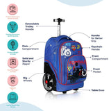 Eazy Kids Formula Racing Big Wheel 18Inch Trolley School Bag WIth Pencil Case - Blue (Set of 2)