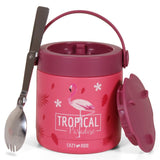 Eazy Kids Tropical Stainless Steel Insulated Food Jar 350ml - Pink