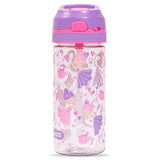 Eazy Kids Tropical Tritan Water Bottle with Lockable Push button and Carry Handle 420ml - Purple