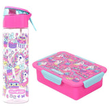 Eazy Kids Unicorn Desert Lunch Box And Tritan Water Bottle With Spray 750ml - Pink