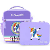 Eazy Kids Unicorn Bento Boxes With Insulated Lunch Bag - Purple