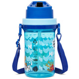 Eazy Kids Water Bottle 500ml With Straw And Strap - Blue