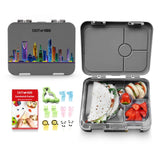 Eazy Kids Love Saudi 4 Compartment Bento Lunch Box With Sandwich Cutter Set - Grey