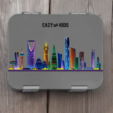 Eazy Kids Love Saudi 4 Compartment Bento Lunch Box With Sandwich Cutter Set - Grey