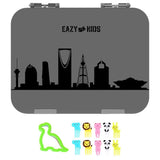 Eazy Kids Saudi Skyline 4 Compartment Bento Lunch Box With Sandwich Cutter Set - Grey
