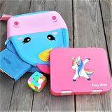 Eazy Kids Unicorn Bento Lunch Box With Sandwich Cutter- Pink